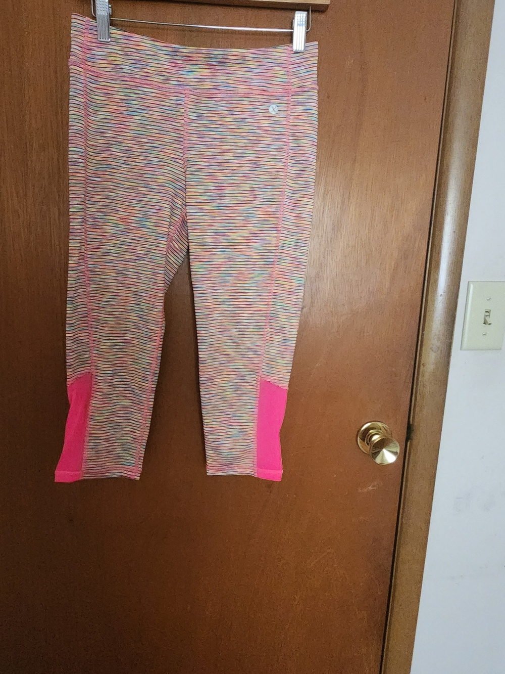 Girls' Multicolor Stripe Active Capri with Pink Accents XL
